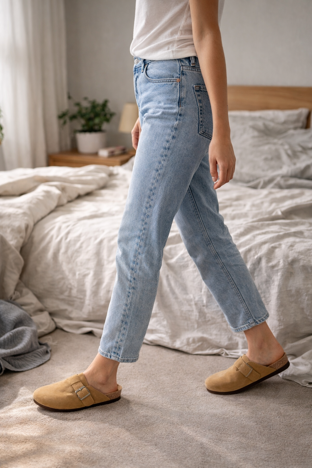 Drune Damen Clogs Schnallen Design Pantoletten