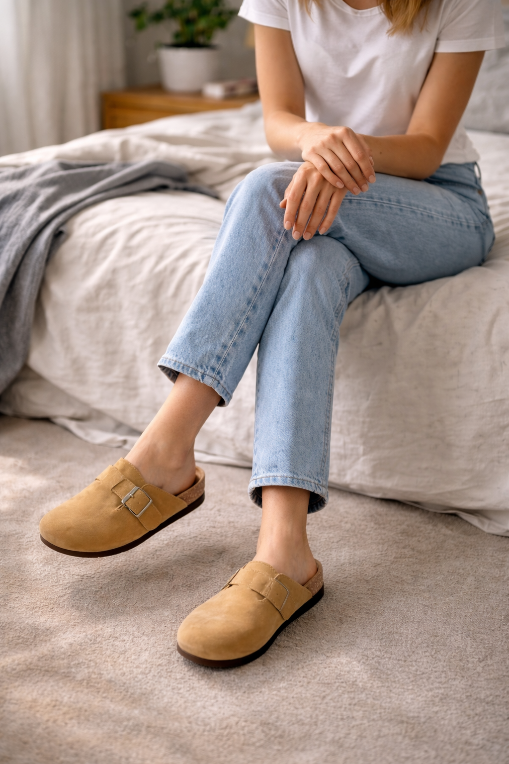 Drune Damen Clogs Schnallen Design Pantoletten