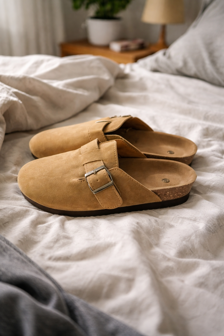 Drune Damen Clogs Schnallen Design Pantoletten