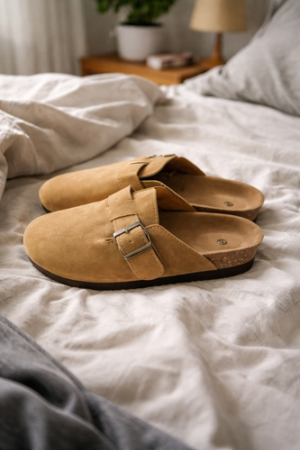 Drune Damen Clogs Schnallen Design Pantoletten