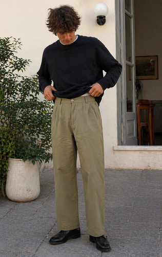 DruneHerren Hose Leinenoptik Gerade Passform Sommer