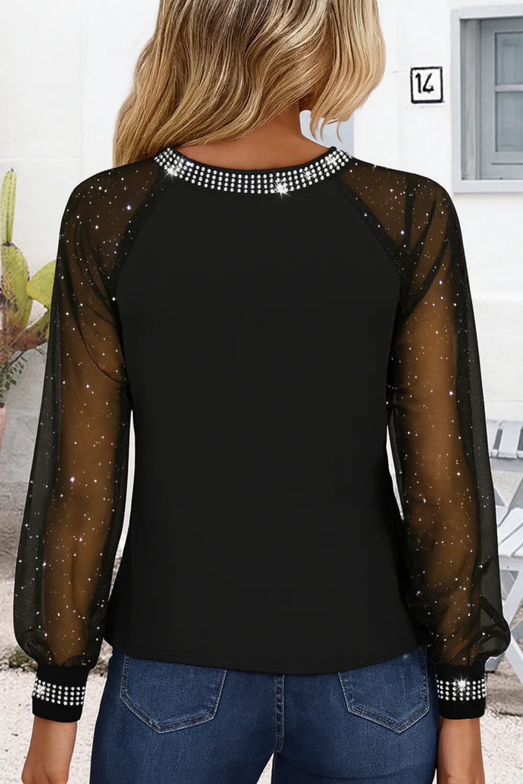 Drune | Mesh-Top Mit Pailletten