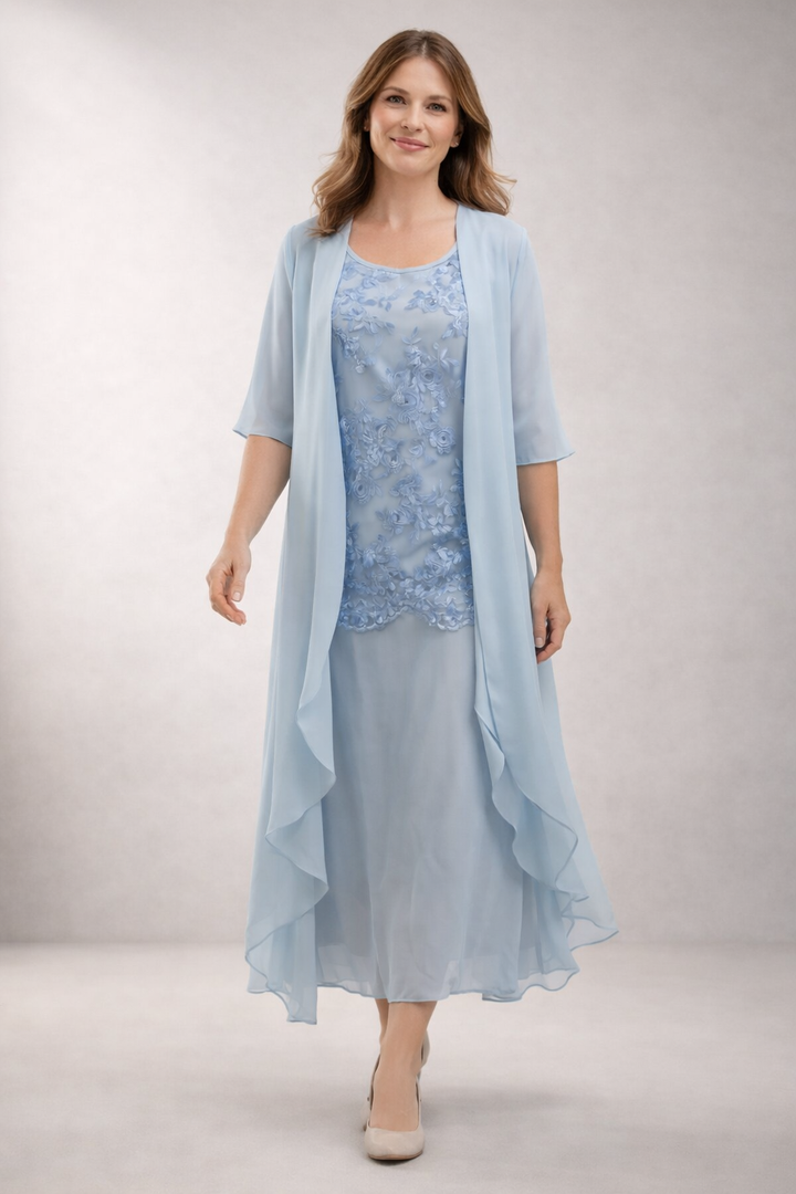 Drune | Elegantes Chiffon-Kleid In Zwei Teilen