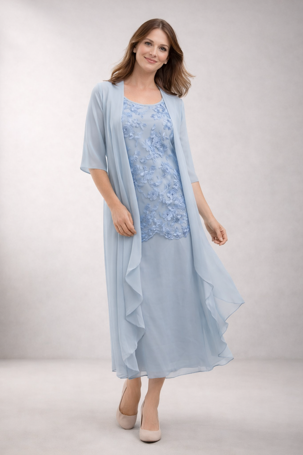 Drune | Elegantes Chiffon-Kleid In Zwei Teilen