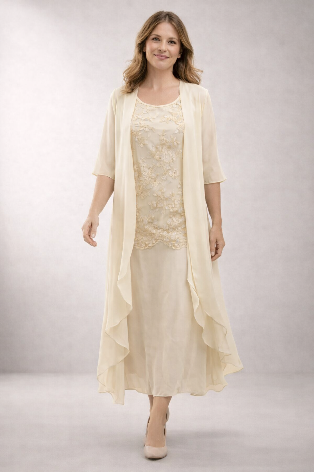 Drune | Elegantes Chiffon-Kleid In Zwei Teilen