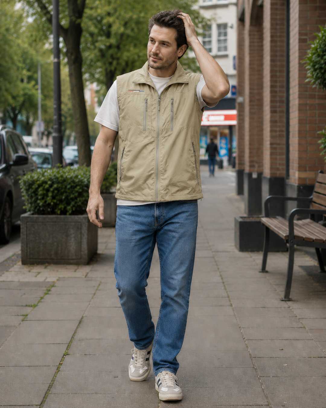 Drune Herren Outdoor-Weste mit Reißverschluss und mehreren Taschen