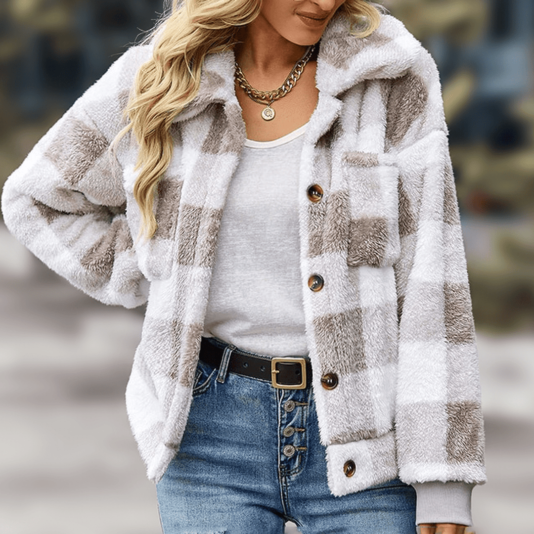 Drune | Kariertes Relaxed Fit Fleece Jacke