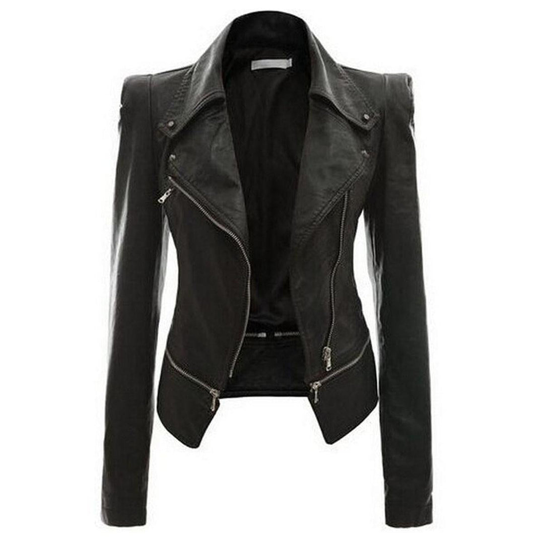 Drune | Chice PU-Leder Reißverschlussjacke Für Frauen