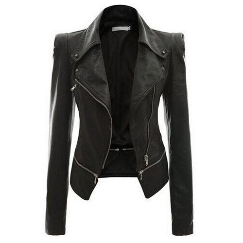 Drune | Chice PU-Leder Reißverschlussjacke Für Frauen