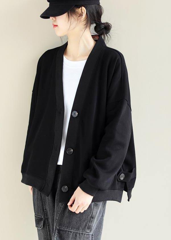 Drune | V-Ausschnitt Knopfverschluss Mode Trenchcoat Schwarze Silhouette Jacken
