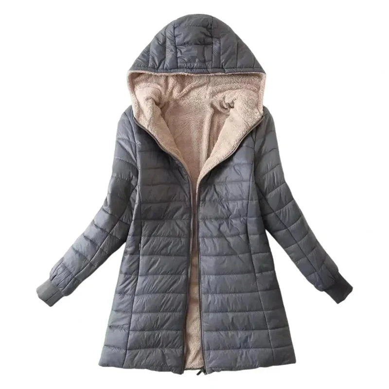 Drune | Damen Gepolsterte Winterjacke mit Kapuze und Fleece-Futter