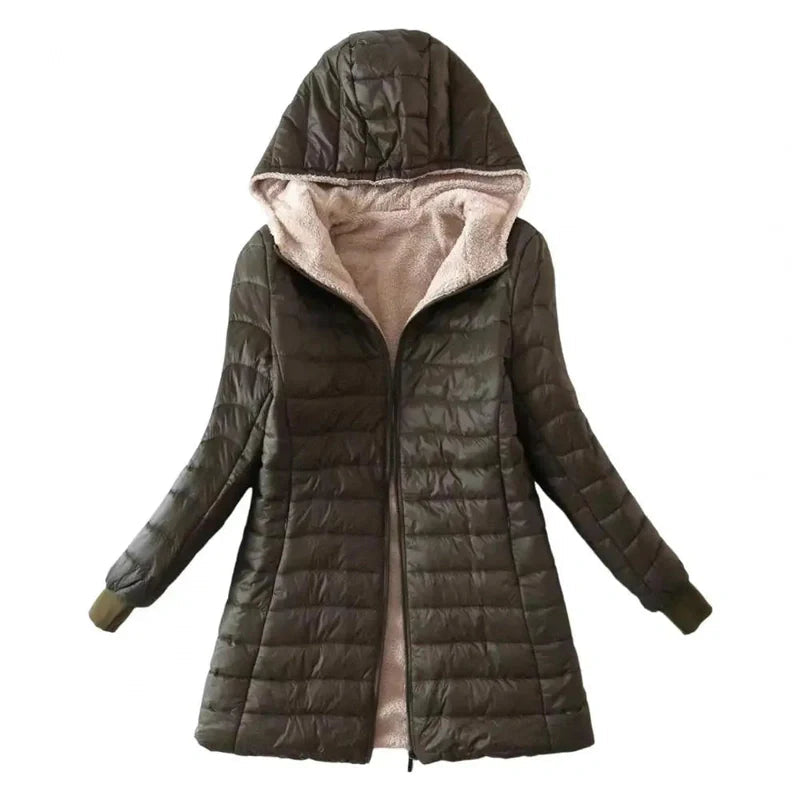 Drune | Damen Gepolsterte Winterjacke mit Kapuze und Fleece-Futter