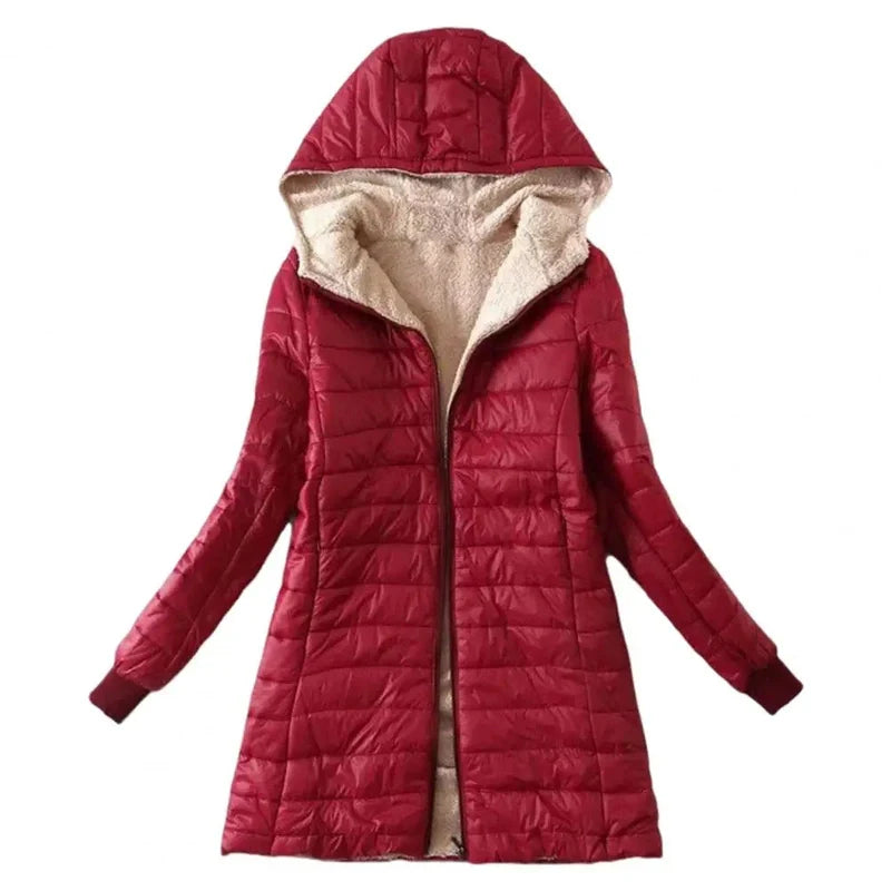 Drune | Damen Gepolsterte Winterjacke mit Kapuze und Fleece-Futter
