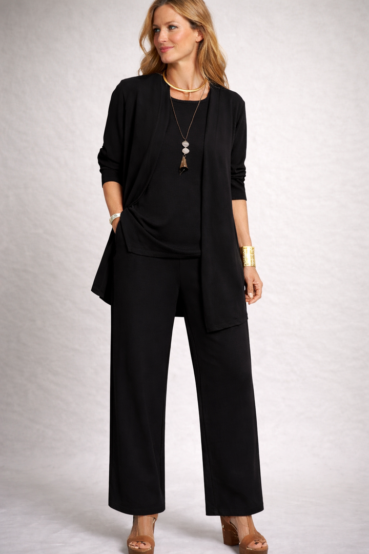 Drune | Damen 3-Teiliges Set mit Cardigan und Weiter Hose