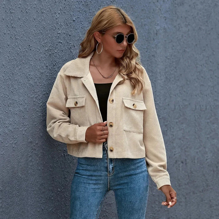 Drune | Kragen Cropped Cord-Jacke