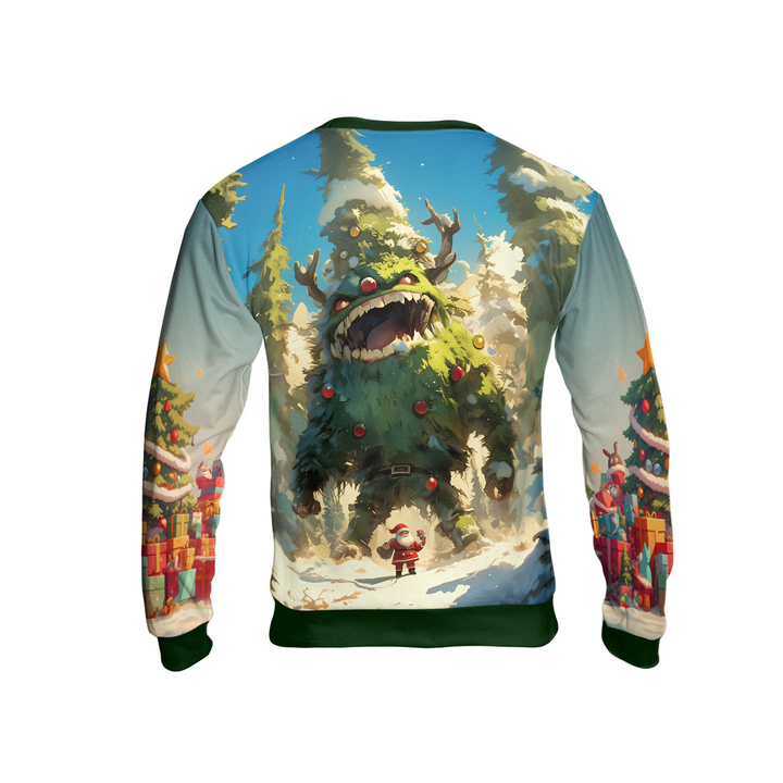 Drune | Weihnachtsbaum Monster Hässlicher Pullover, Santa Fröhliche Weihnachten Pullover - HYPERFAVOR