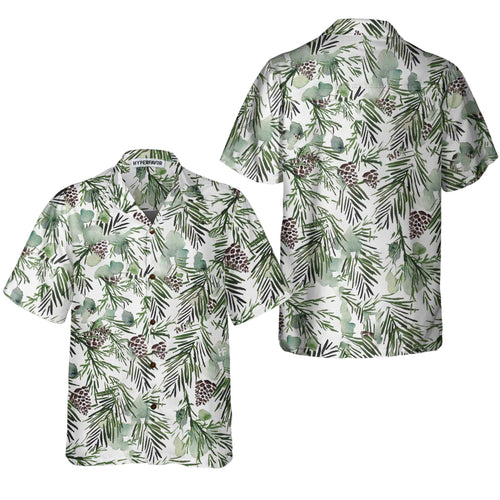 Drune | Weihnachtsästhetik Aquarell Hawaiian Shirt, Weihnachtshemd mit Tannenbaum-Muster, Bestes Geschenk für Weihnachten