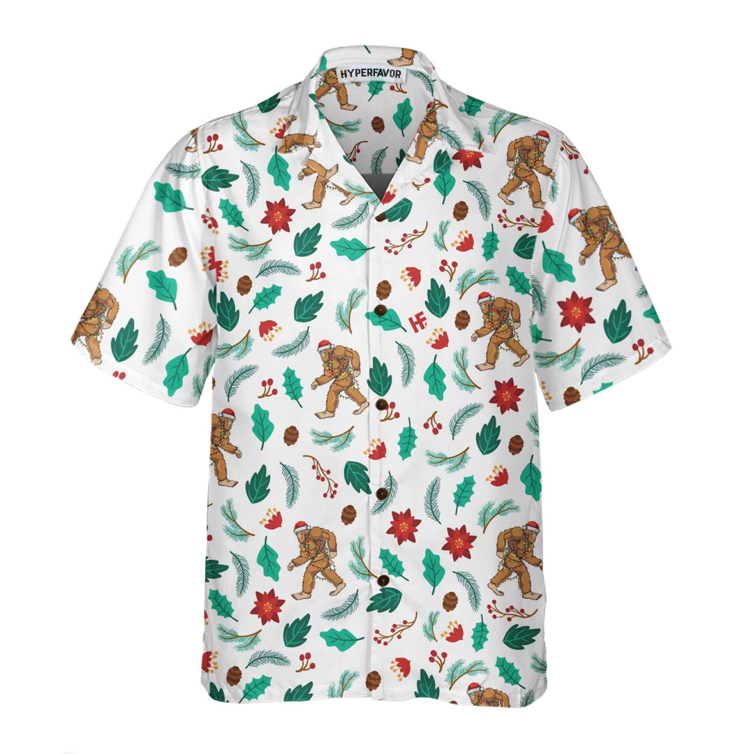 Drune | Weihnachts-Bigfoot-Sasquatch-Muster Hawaii-Hemd, Lustiges Weihnachtshemd, Bestes Geschenk zu Weihnachten