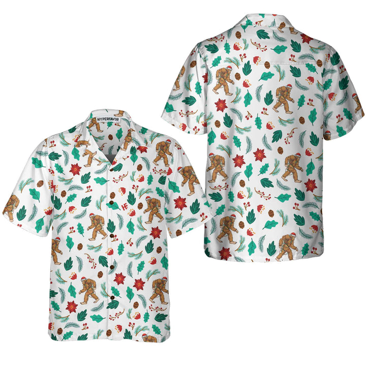 Drune | Weihnachts-Bigfoot-Sasquatch-Muster Hawaii-Hemd, Lustiges Weihnachtshemd, Bestes Geschenk zu Weihnachten