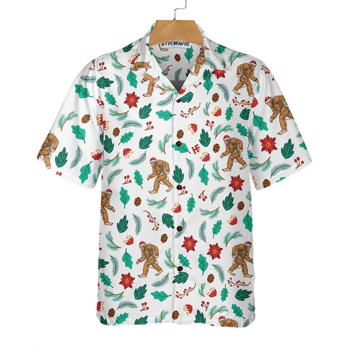 Drune | Weihnachts-Bigfoot-Sasquatch-Muster Hawaii-Hemd, Lustiges Weihnachtshemd, Bestes Geschenk zu Weihnachten