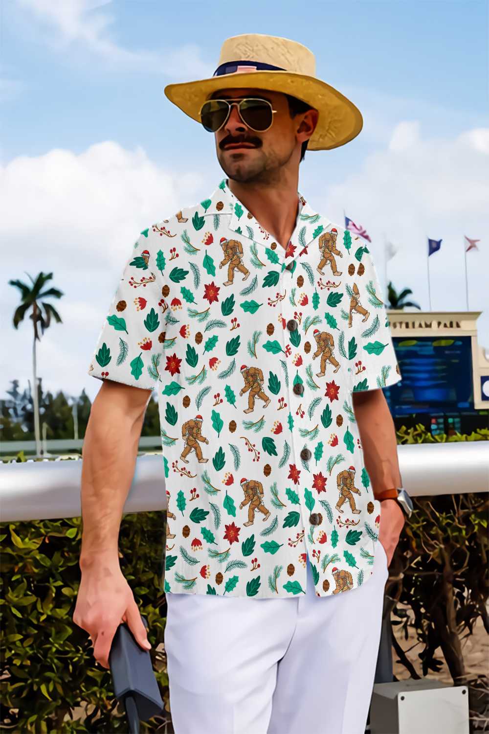 Drune | Weihnachts-Bigfoot-Sasquatch-Muster Hawaii-Hemd, Lustiges Weihnachtshemd, Bestes Geschenk zu Weihnachten