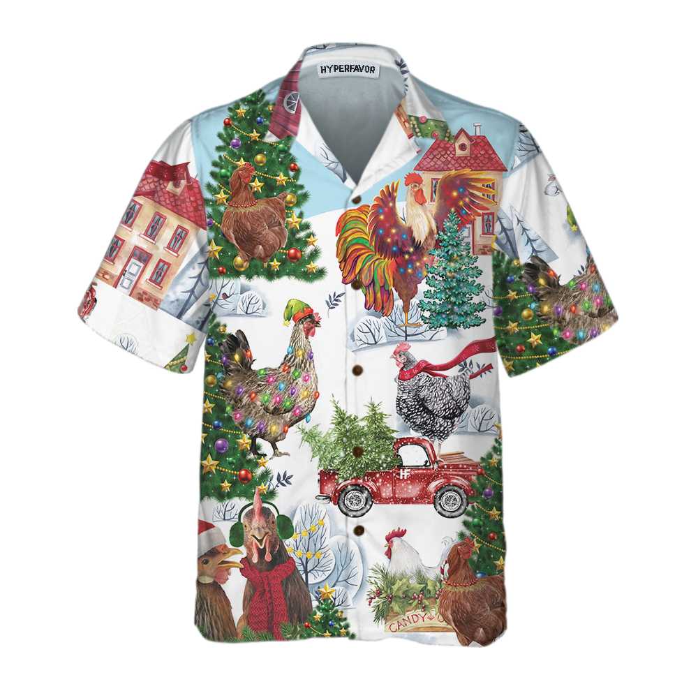 Drune | Weihnachts-Huhn Hawaiian Shirt, Lustiges Huhn Weihnachts Shirt, Beste Weihnachtsgeschenk Idee
