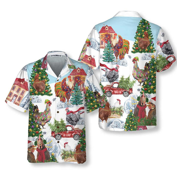 Drune | Weihnachts-Huhn Hawaiian Shirt, Lustiges Huhn Weihnachts Shirt, Beste Weihnachtsgeschenk Idee