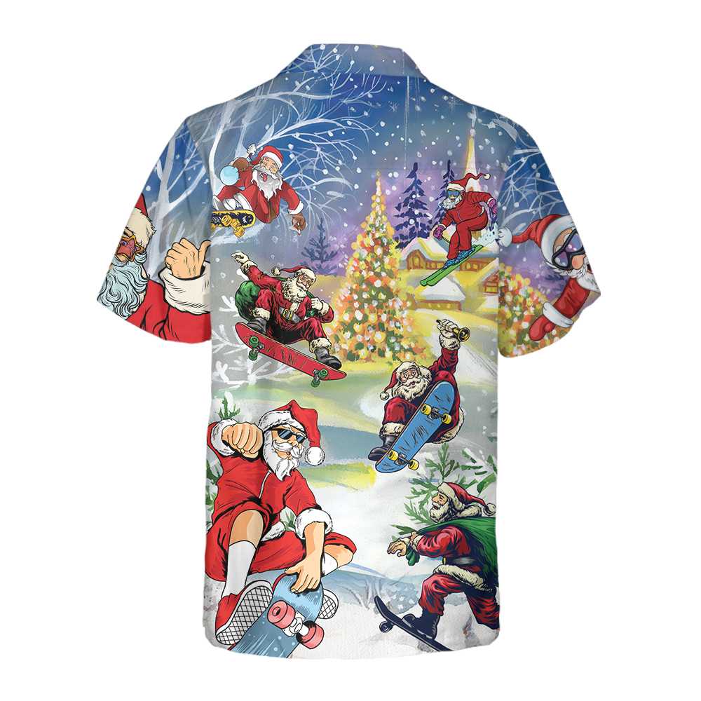 Drune | Weihnachten Komm Skateboard Mit Santa Hawaiian Shirt, Lustiges Weihnachtsmann Shirt, Geschenk Für Weihnachten