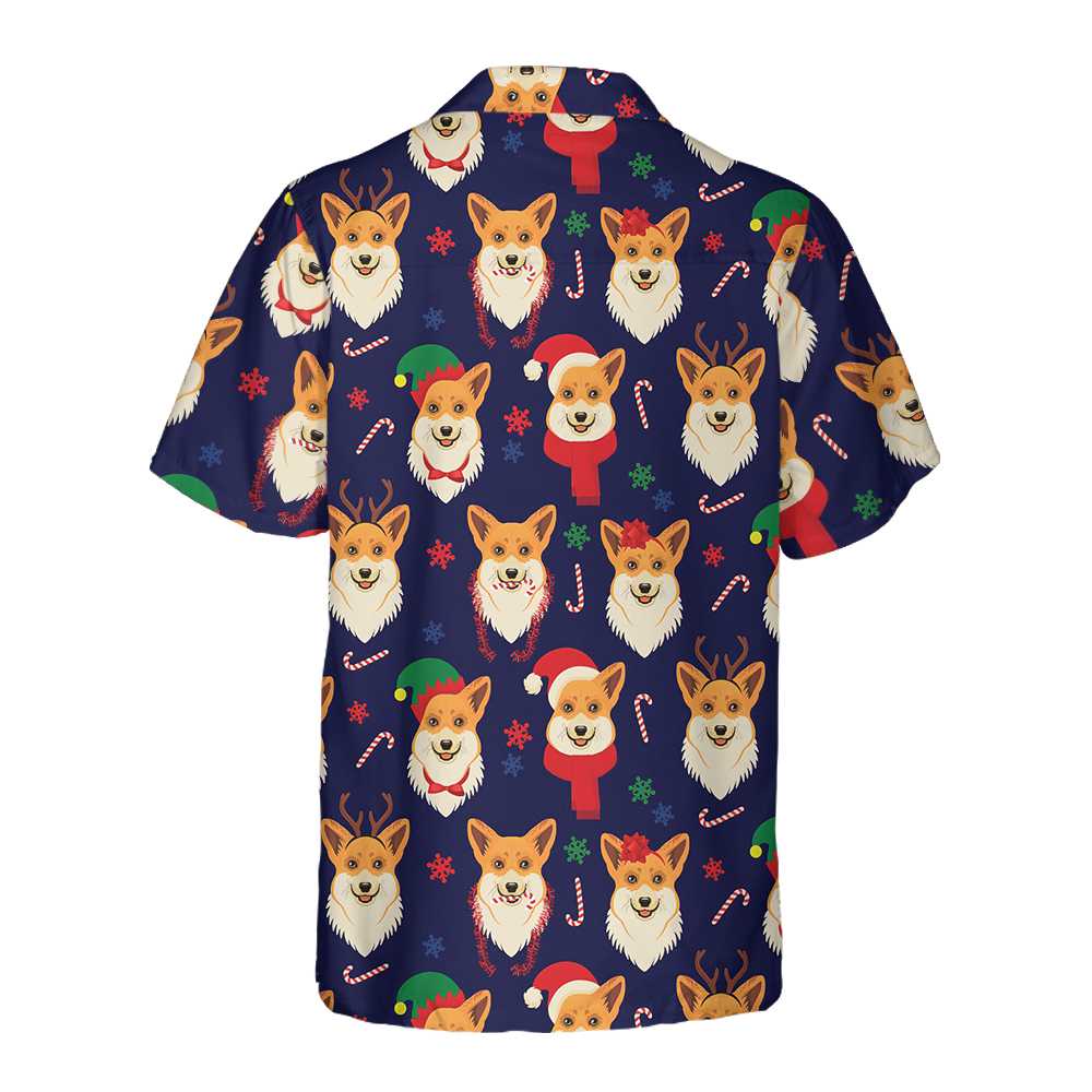 Drune | Weihnachts-Corgi-Muster Hawaiian Shirt, Lustiges Corgi Hund Weihnachten Shirt, Weihnachtsgeschenk für Hundefreunde