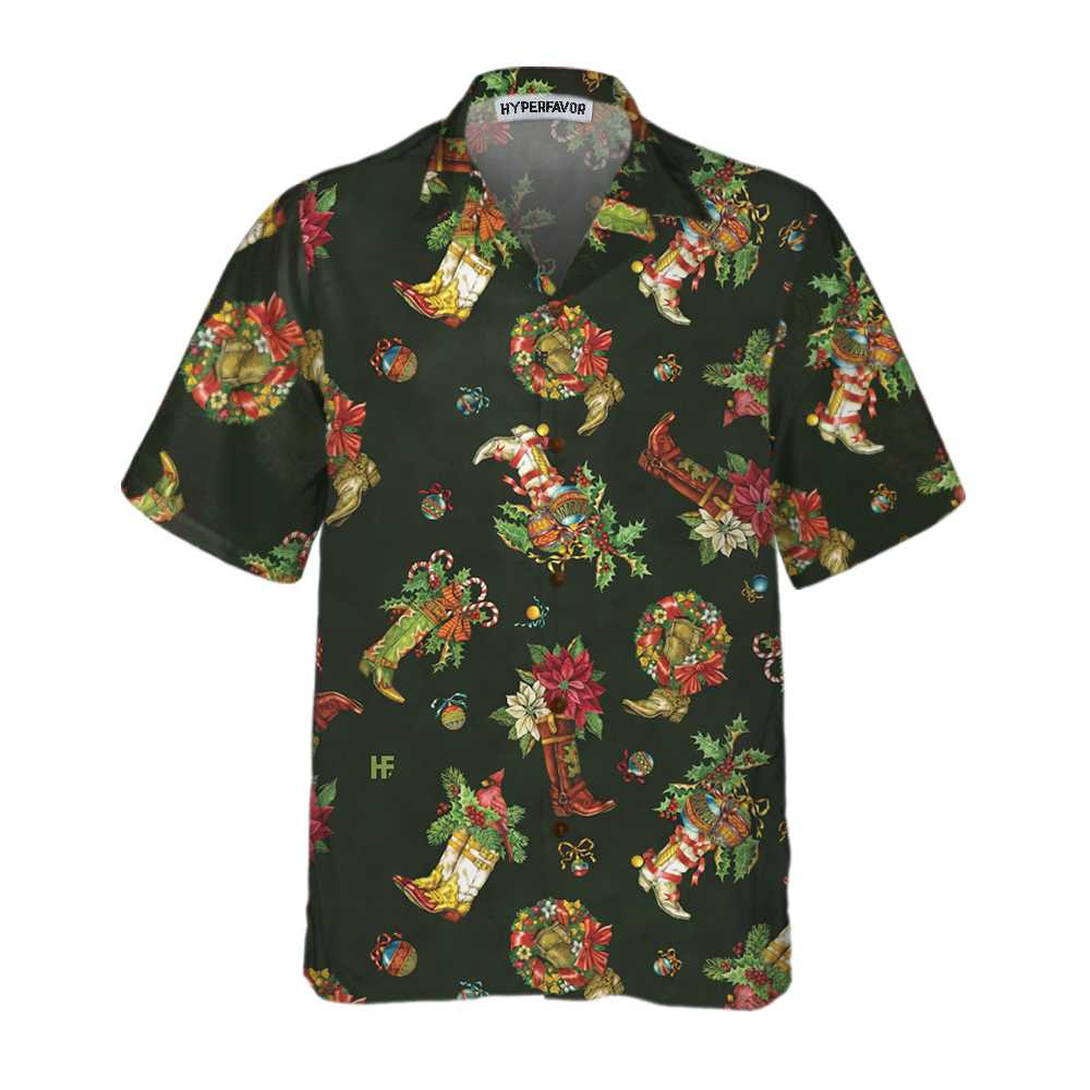 Drune | Weihnachts-Cowboy-Stiefel Weihnachts-Hawaiian-Shirt, Geschenk für den Weihnachtstag