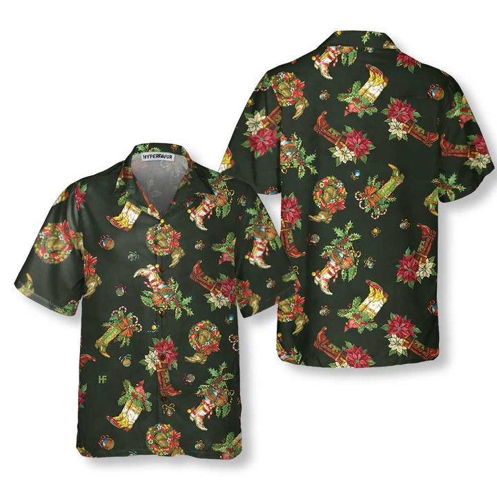 Drune | Weihnachts-Cowboy-Stiefel Weihnachts-Hawaiian-Shirt, Geschenk für den Weihnachtstag