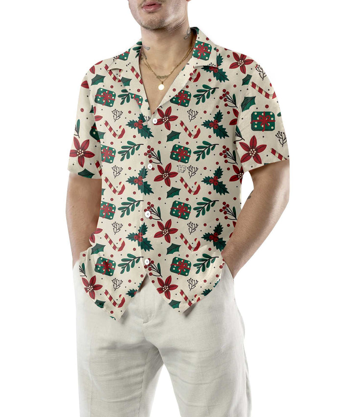 Drune | Weihnachts Elemente nahtloses Muster Hawaiian Shirt, Vintage Weihnachts Shirt, einzigartiges Geschenk für Weihnachten
