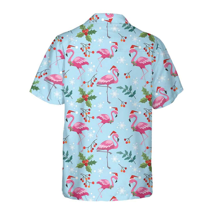 Drune | Weihnachtsflamingo nahtloses Muster Hawaiihemd, Weihnachtsflamingo Hemd, beste Weihnachtsgeschenkidee