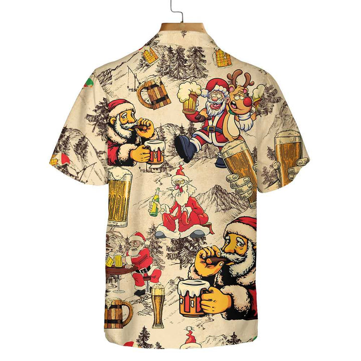 Drune | Weihnachts Lustiger Betrunkener Weihnachtsmann Und Bier Hawaii-Shirt, Lustiges Weihnachtsmann Geschenk Für Männer