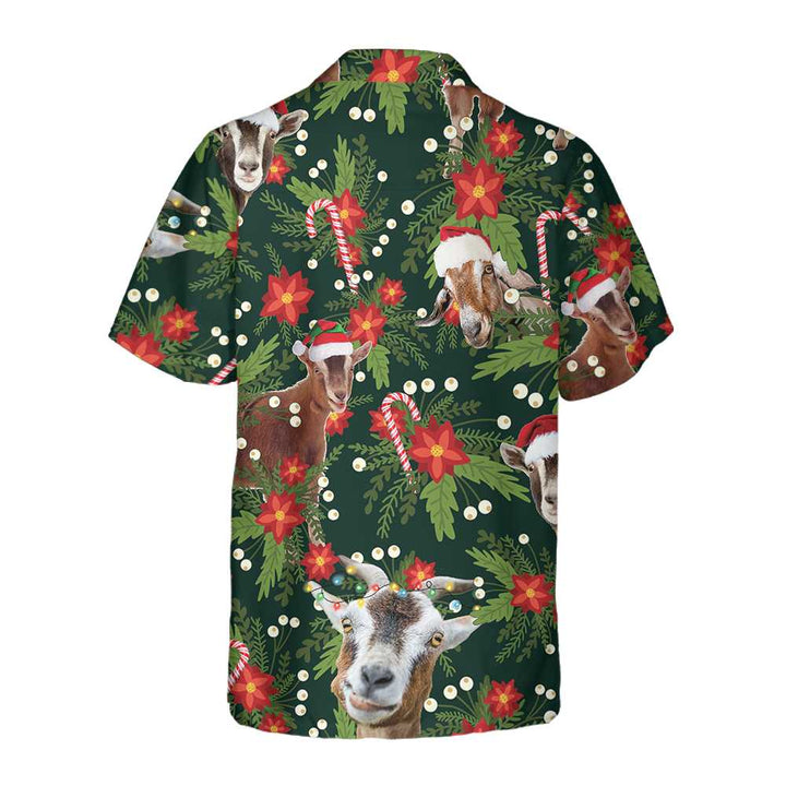 Drune | Weihnachtsziege mit Weihnachtsstern Hawaii-Hemd, Lustiges Weihnachtsziege Hemd