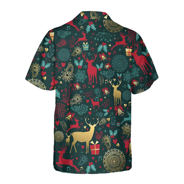 Drune | Weihnachtsgoldhirschmuster Hawaiian Shirt, Weihnachtsren Shirt, Beste Weihnachtsgeschenkidee