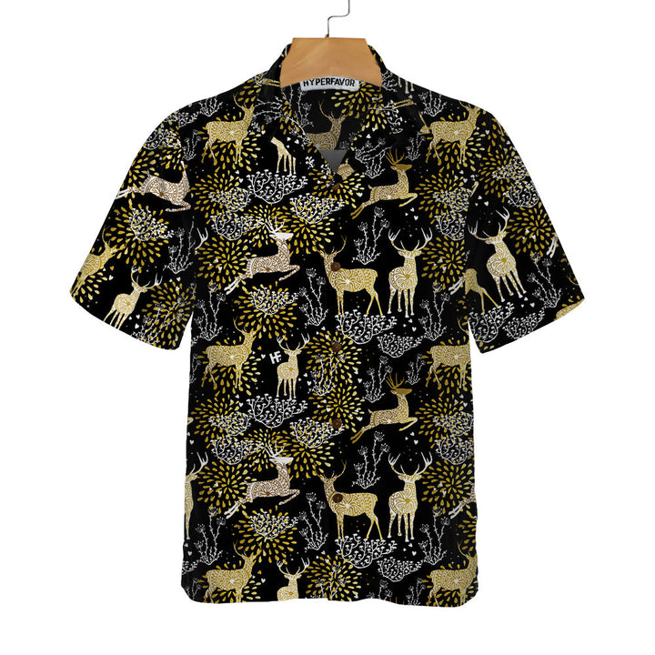 Drune | Weihnachtsgoldene Weihnachtsrentiere Hawaiian Shirt, Bestes Geschenk Für Weihnachten