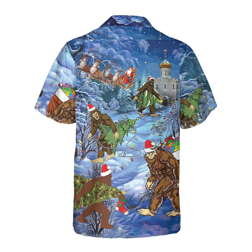 Drune | Weihnachtsferien Bigfoot Hawaiian Shirt, Sasquatch Weihnachtsurlaub Shirt, Bestes Geschenk für Weihnachten