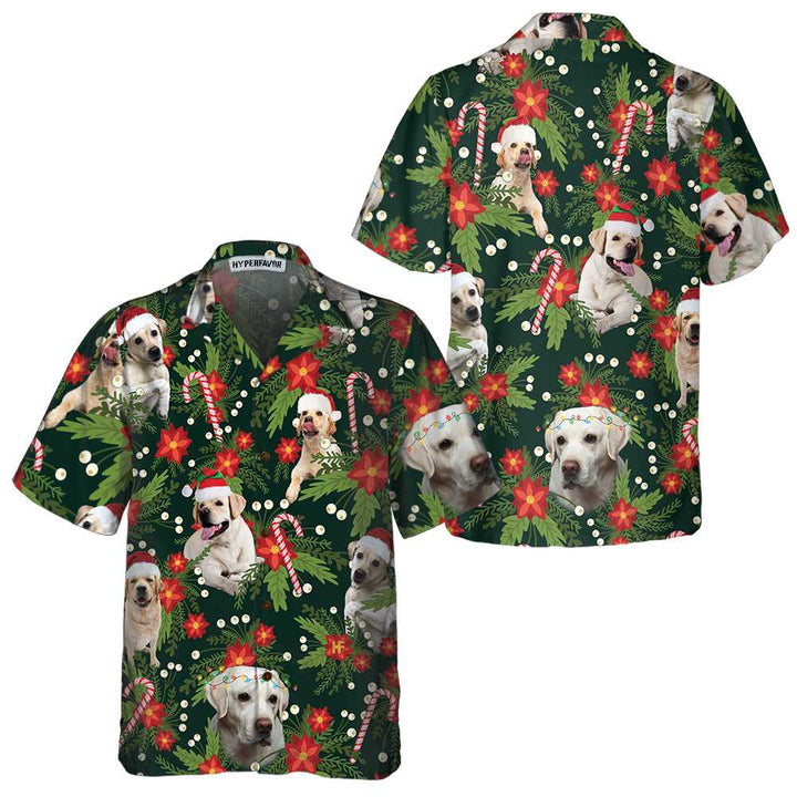 Drune | Weihnachts-Labrador-Retriever mit Weihnachtsstern Hawaiian-Shirt, lustiges Labrador-Shirt für Männer & Frauen