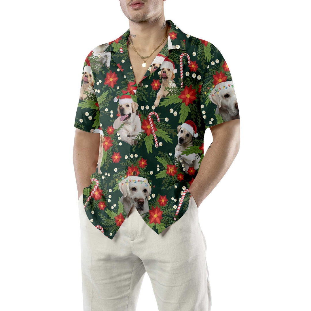 Drune | Weihnachts-Labrador-Retriever mit Weihnachtsstern Hawaiian-Shirt, lustiges Labrador-Shirt für Männer & Frauen