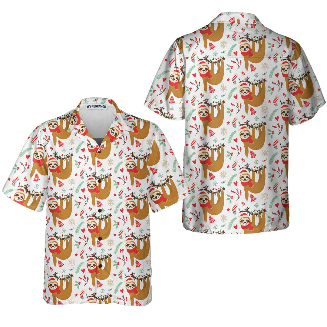 Drune | Weihnachts-Lazy-Sloths-Hawaiianshirt, Lustiges Faultier-Weihnachtsshirt, Bestes Geschenk für Weihnachten
