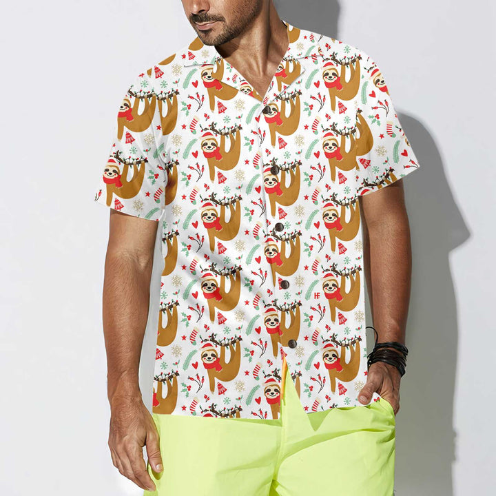 Drune | Weihnachts-Lazy-Sloths-Hawaiianshirt, Lustiges Faultier-Weihnachtsshirt, Bestes Geschenk für Weihnachten