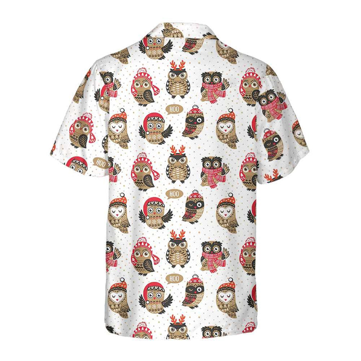 Drune | Weihnachts-Eule mit Strickmütze Hawaiian Shirt, Lustiges Weihnachtshemd, Beste Weihnachtsgeschenkidee
