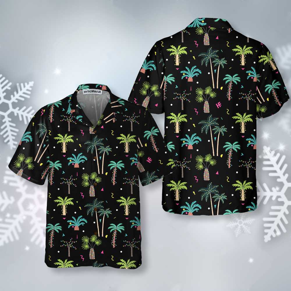 Drune | Weihnachts-Palmen Baumwollhemd, Lustiges Weihnachtshemd für Männer