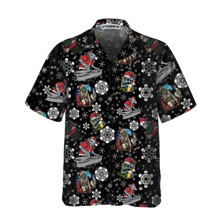 Drune | Weihnachtsfeier Nacht mit Skeletten Hawaiian Shirt, Santa Skeleton Shirt, Bestes Geschenk für Weihnachten