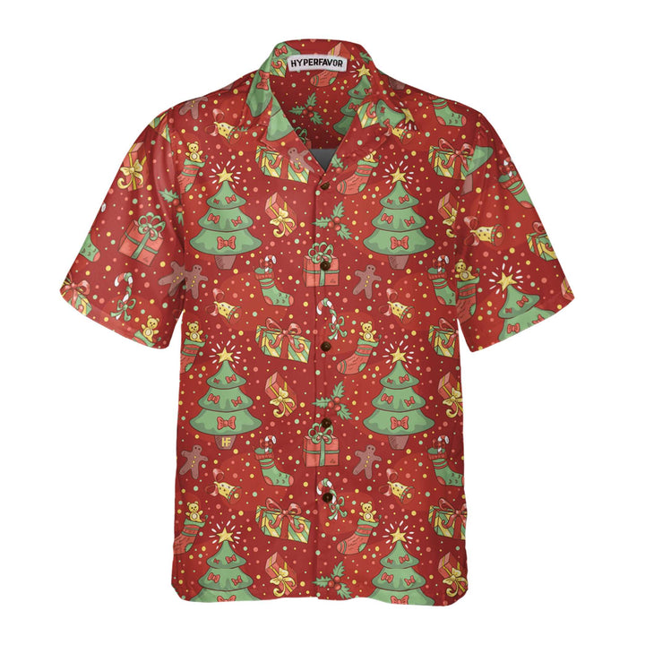 Drune | Weihnachtsmuster mit Konfetti Hawaiian Shirt, Festliches Weihnachts Hawaiian Shirt