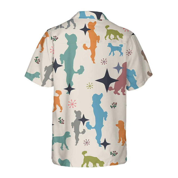 Drune | Weihnachts-Pudel Nahtloses Muster Hawaiianisches Hemd, Pudel Hund Weihnachtshemd, Beste Weihnachtsgeschenk-Idee