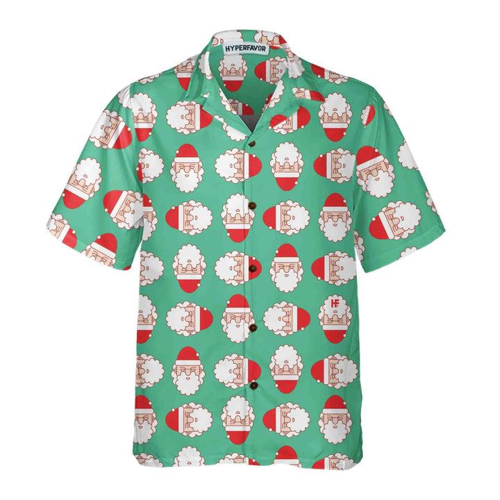 Drune | Weihnachtsmann-Gesicht Nahtloses Muster Hawaiian Shirt, Lustiges Weihnachts Hawaiian Shirt