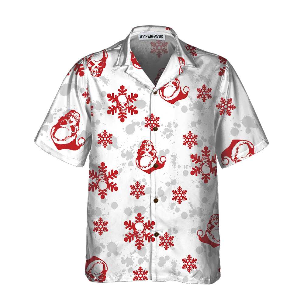 Drune | Weihnachts-Schnee-und-Schädel-Hawaiian-Shirt, Weihnachts-Schädel-Shirt, Bestes Geschenk für Weihnachten