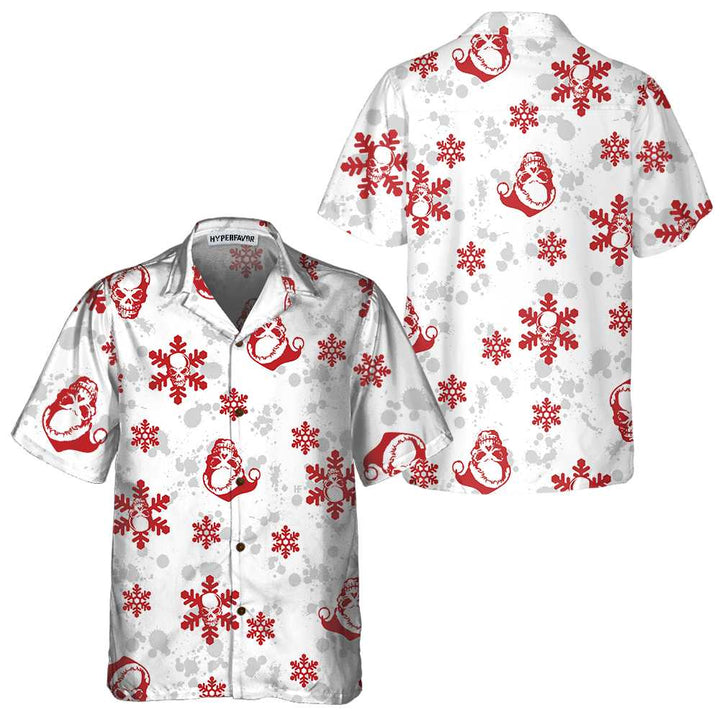 Drune | Weihnachts-Schnee-und-Schädel-Hawaiian-Shirt, Weihnachts-Schädel-Shirt, Bestes Geschenk für Weihnachten